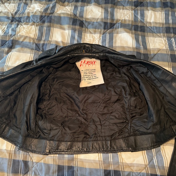 LA ROXX vintage 70s leather jacket biker motorcycle rock punk size L - Picture 9 of 9